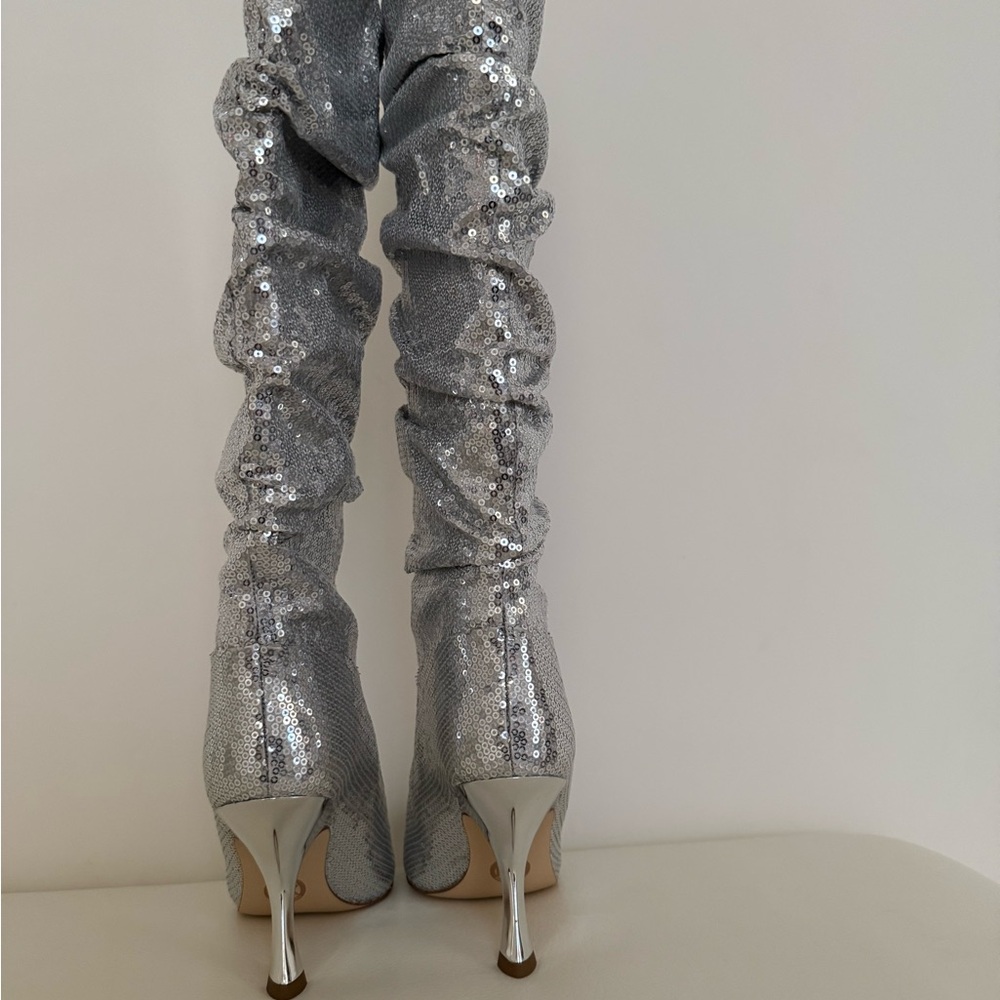 Michael Kors Sparkling Silver Over the Knee Boots - Picture 5 of 8